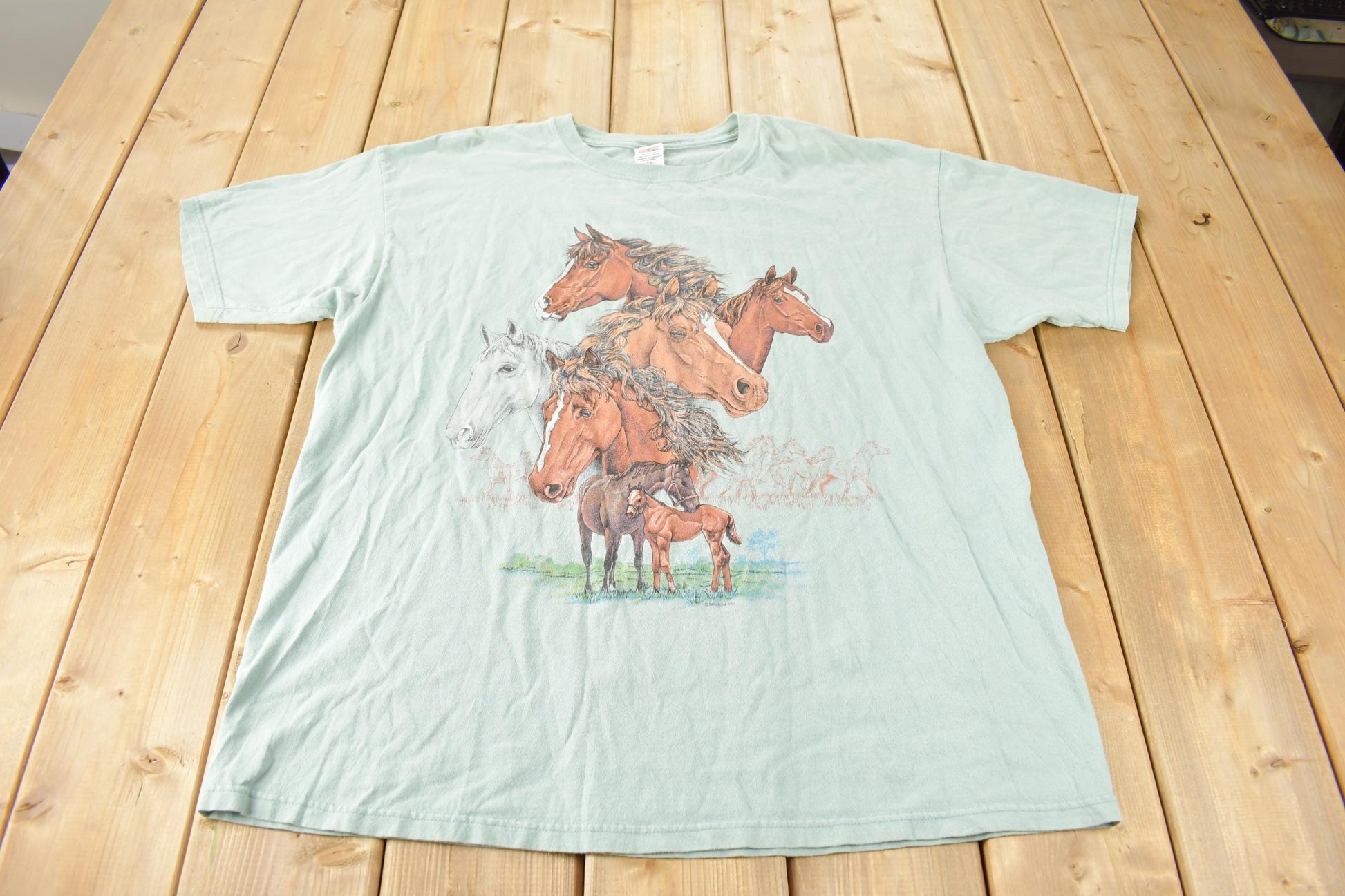 Vintage Y2K Horses Graphic T-Shirt Size 2XL