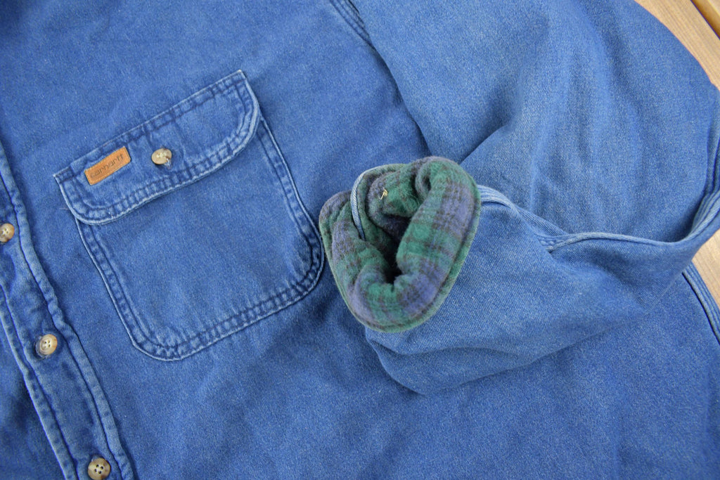 Vintage 1980s Plaid Lined Carhartt Rugged Outdoors Button Up Shirt