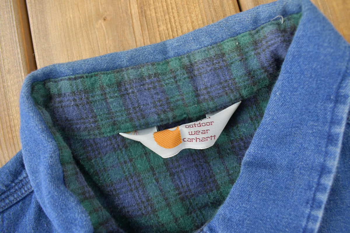 Vintage 1980s Plaid Lined Carhartt Rugged Outdoors Button Up Shirt