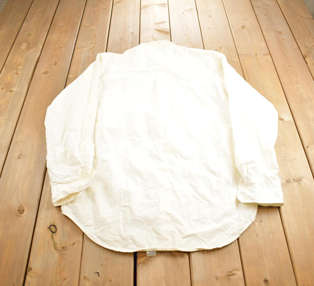 Vintage 1980s Woolrich Blank White Button Up Shirt Made In USA