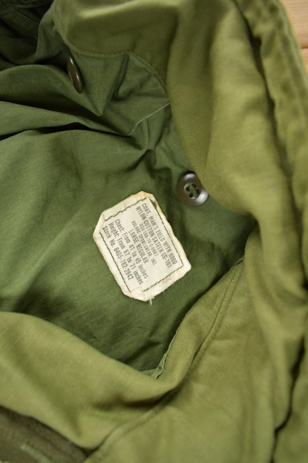 Vintage 1970 OG-107 US Military Mans Field Coat With Hood