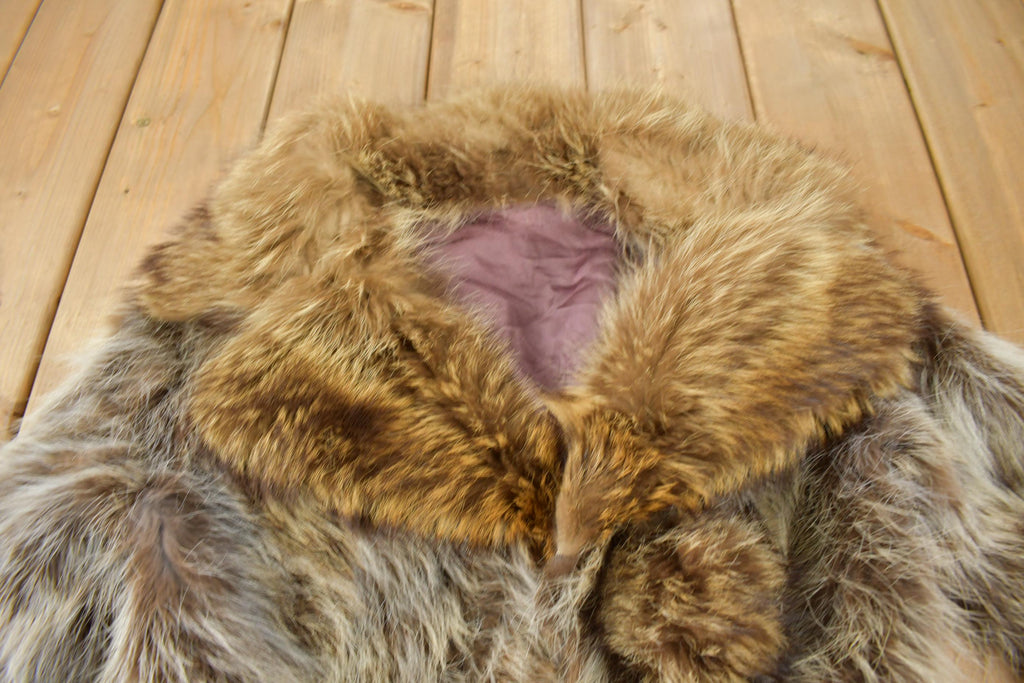Vintage 1970s Brown Racoon Fur Coat