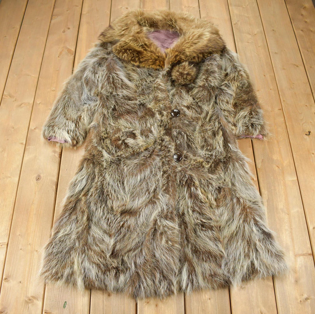 Vintage 1970s Brown Racoon Fur Coat