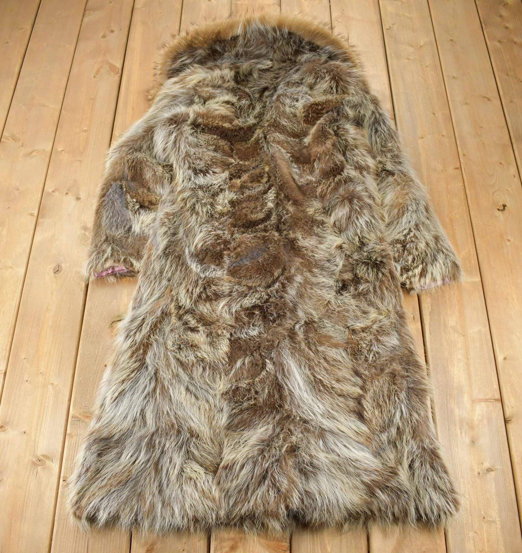 Vintage 1970s Brown Racoon Fur Coat
