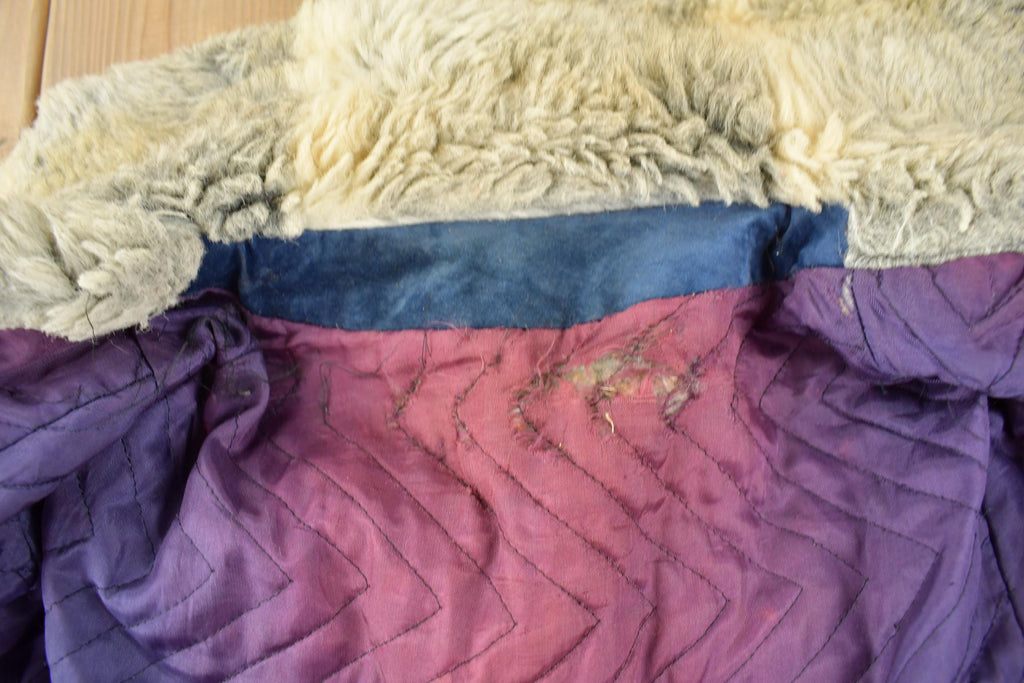 Vintage 1970s Fur Collar Suede Snap Button Women's Jacket