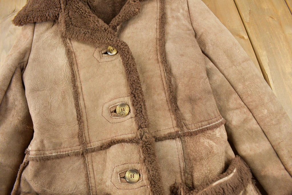 Vintage 1970s Sherpa Lined Shearling Leather Jacket