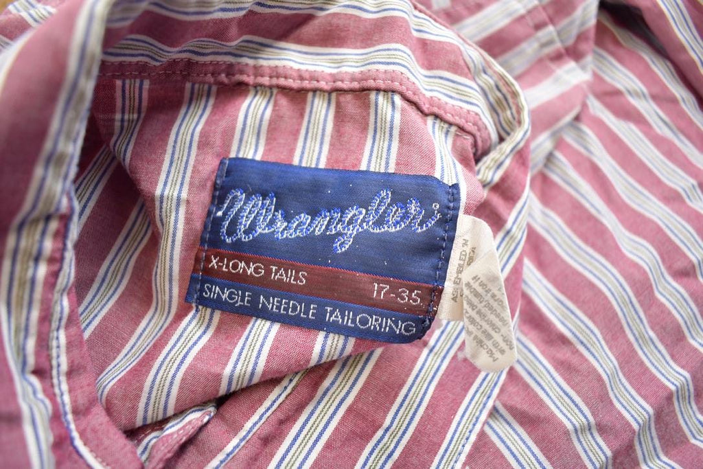 Vintage 1980s Wrangler Striped Abstract Pattern Pearl Button Up Shirt Made In USA