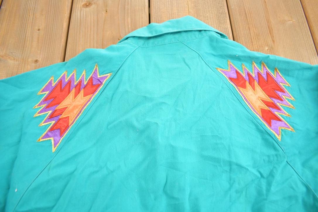 Vintage 1980s Wrangler Authentic Western Apparel Embroidered Button Up Shirt