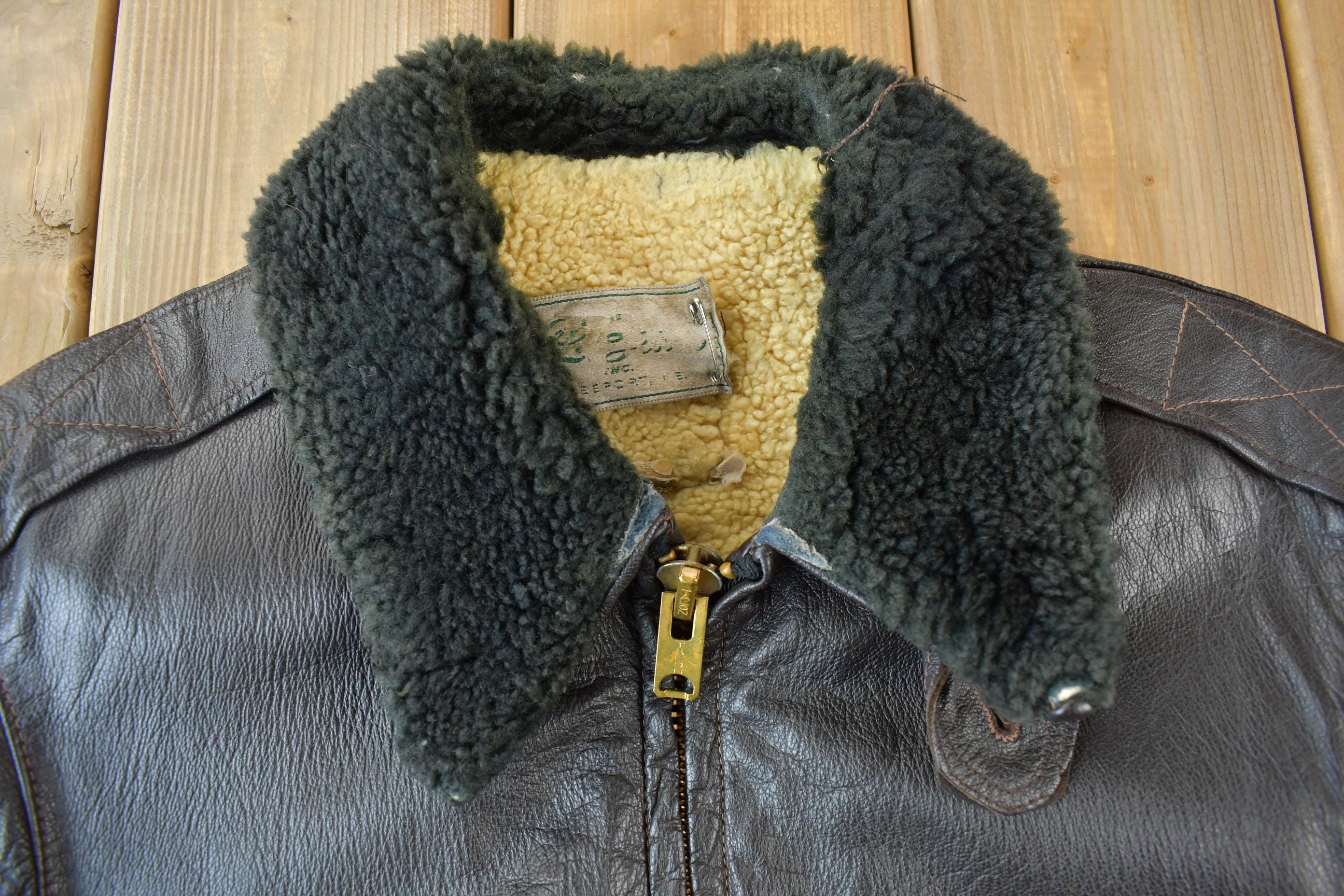 Vintage 1950s LL Bean Shearling Leather Flight Jacket