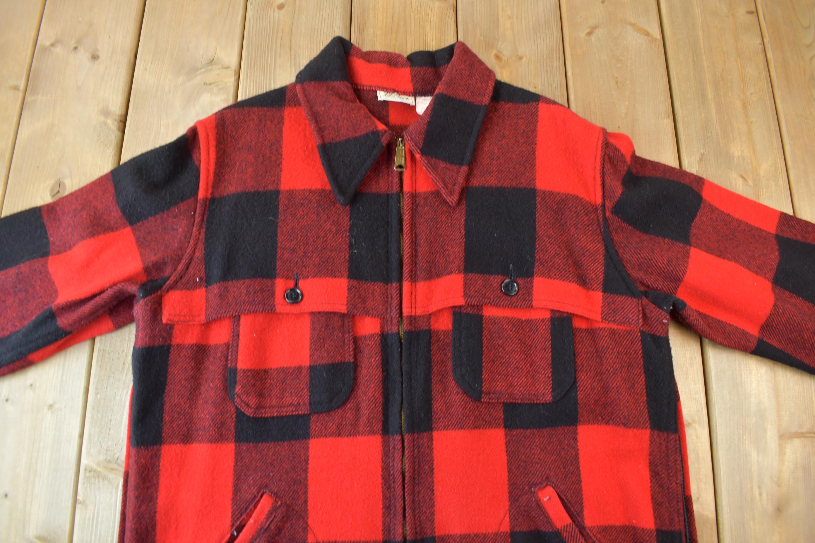 Vintage 1950s LL Bean Plaid Heavy Weight Wool Button Up Jacket