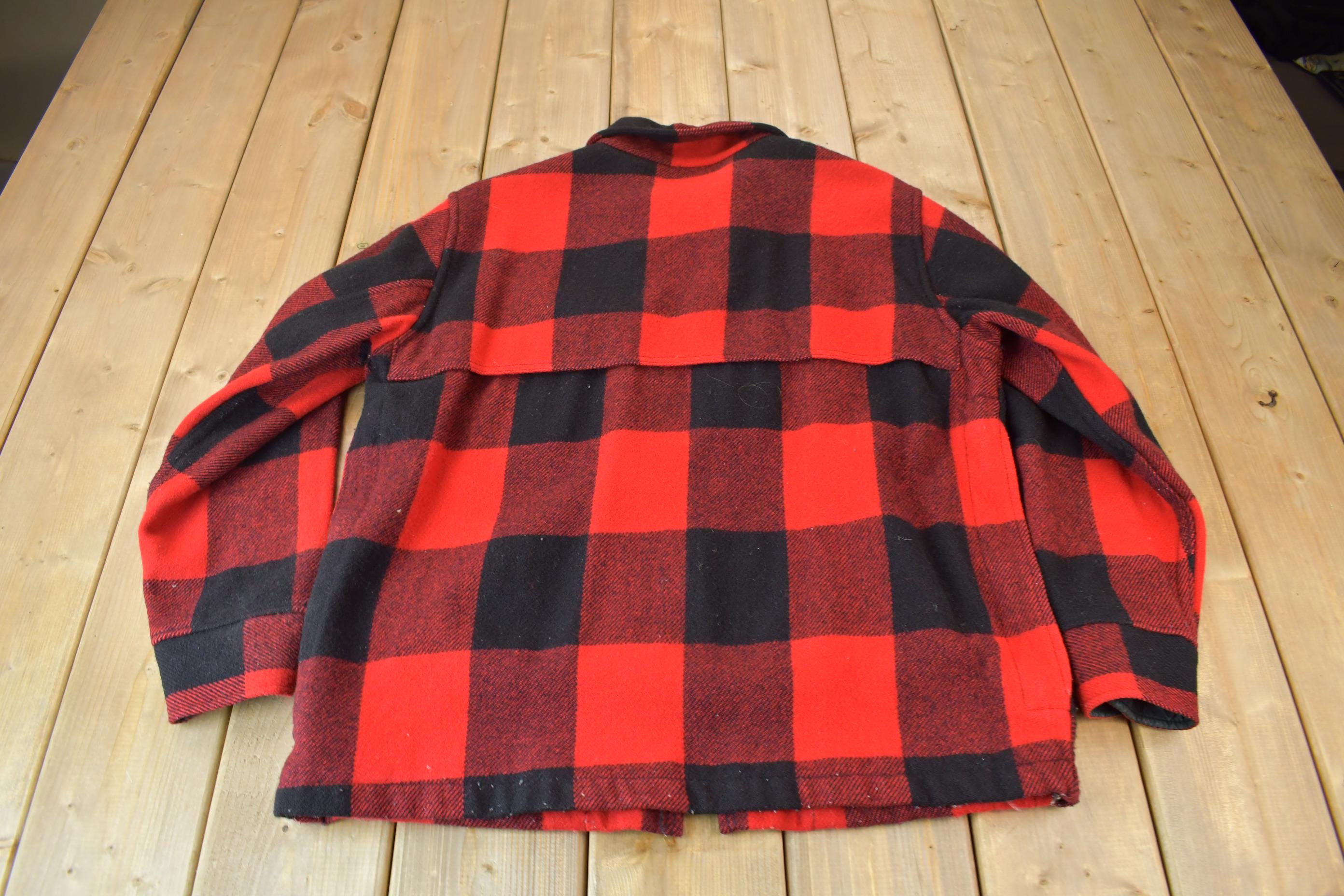 Vintage 1950s LL Bean Plaid Heavy Weight Wool Button Up Jacket