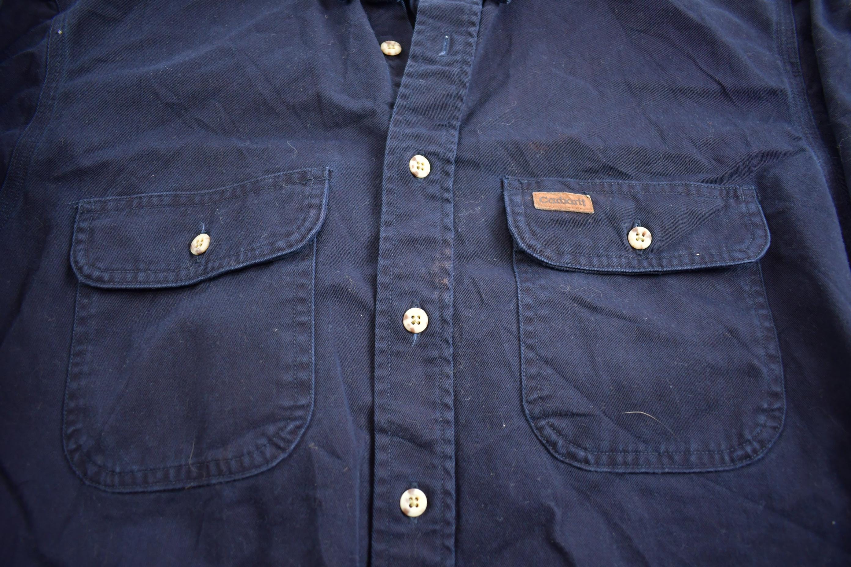 Vintage 1980s Carhartt Heavy Button Embroidered Up Shirt