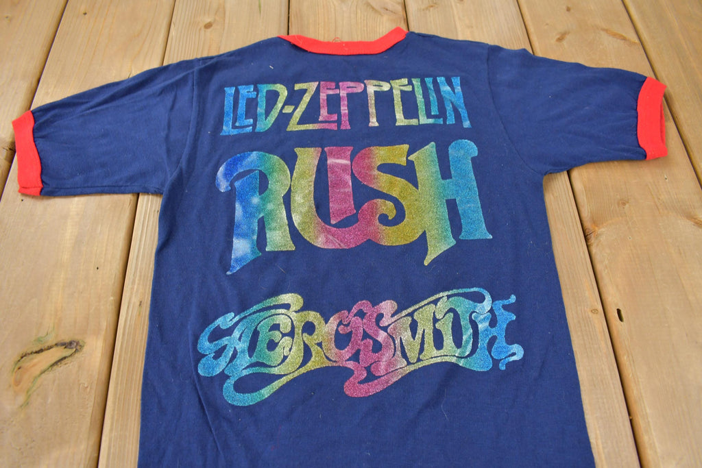 Vintage 1970s Genesis Super Tramp Led-Zeppelin rush Aerosmith Graphic Ringer Band Tee Made in USA