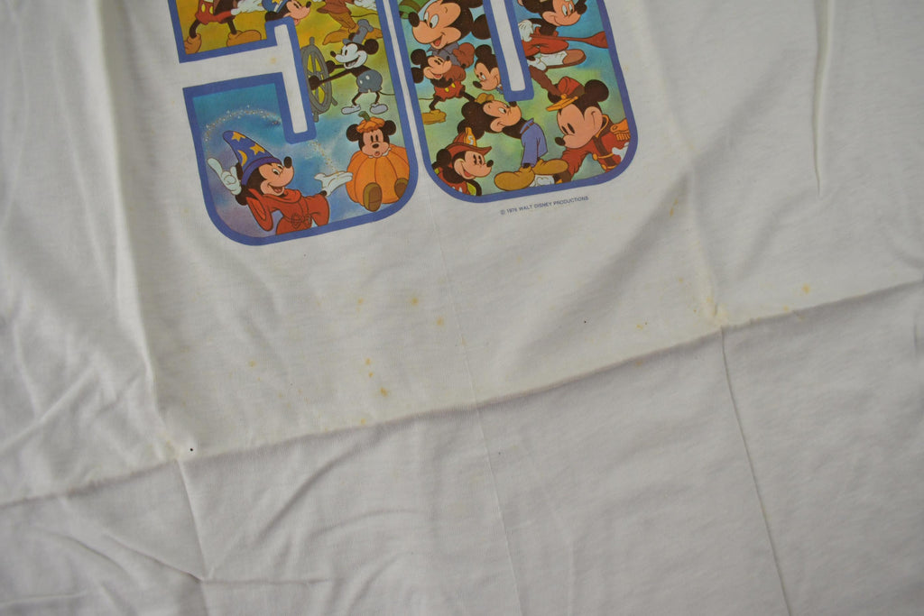 Vintage 1976 Deadstock Walt Disney Mickey Mouse Graphic Ringer T-Shirt