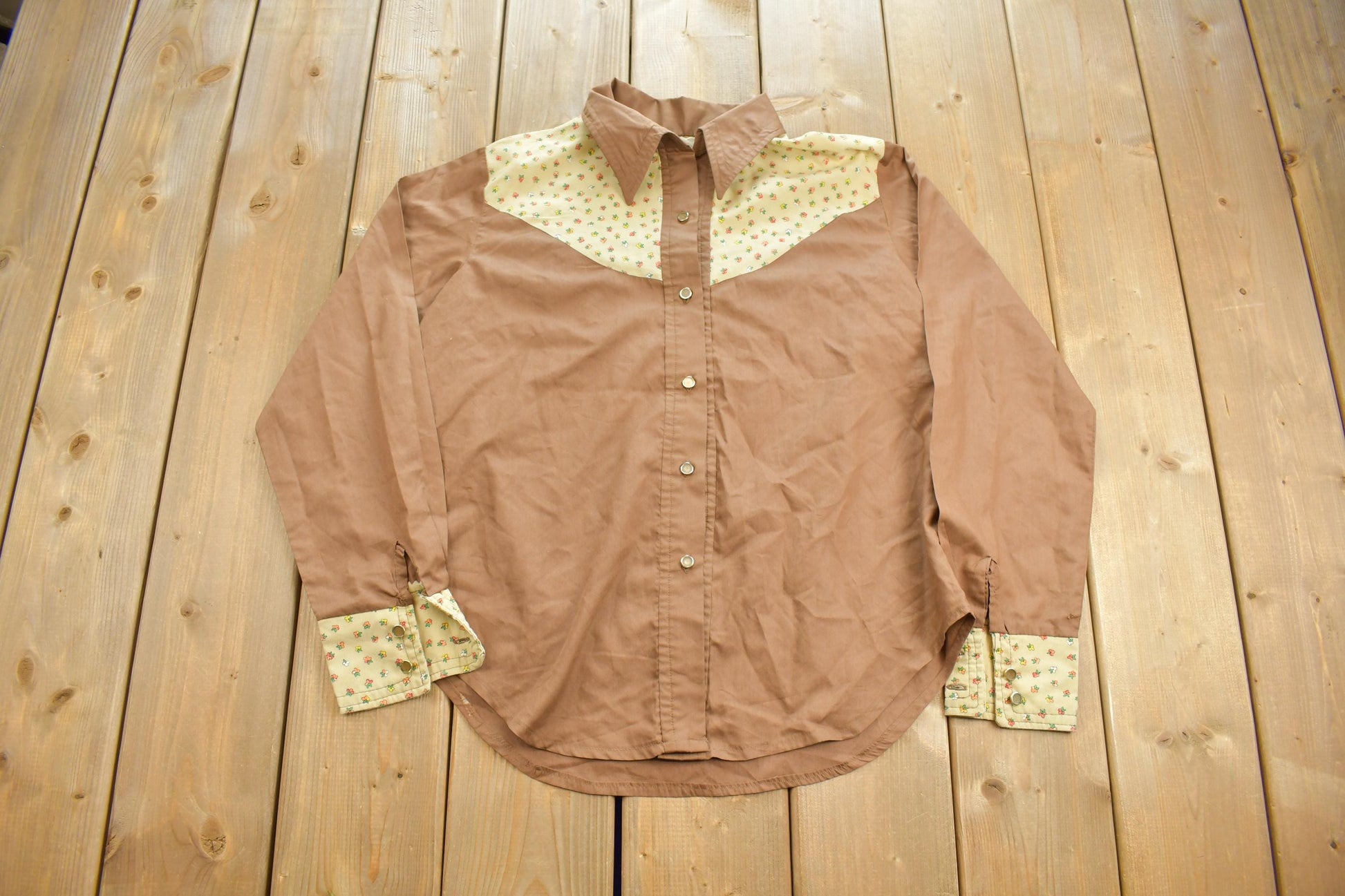 Vintage 1970s Blank Western Style Button Up Shirt
