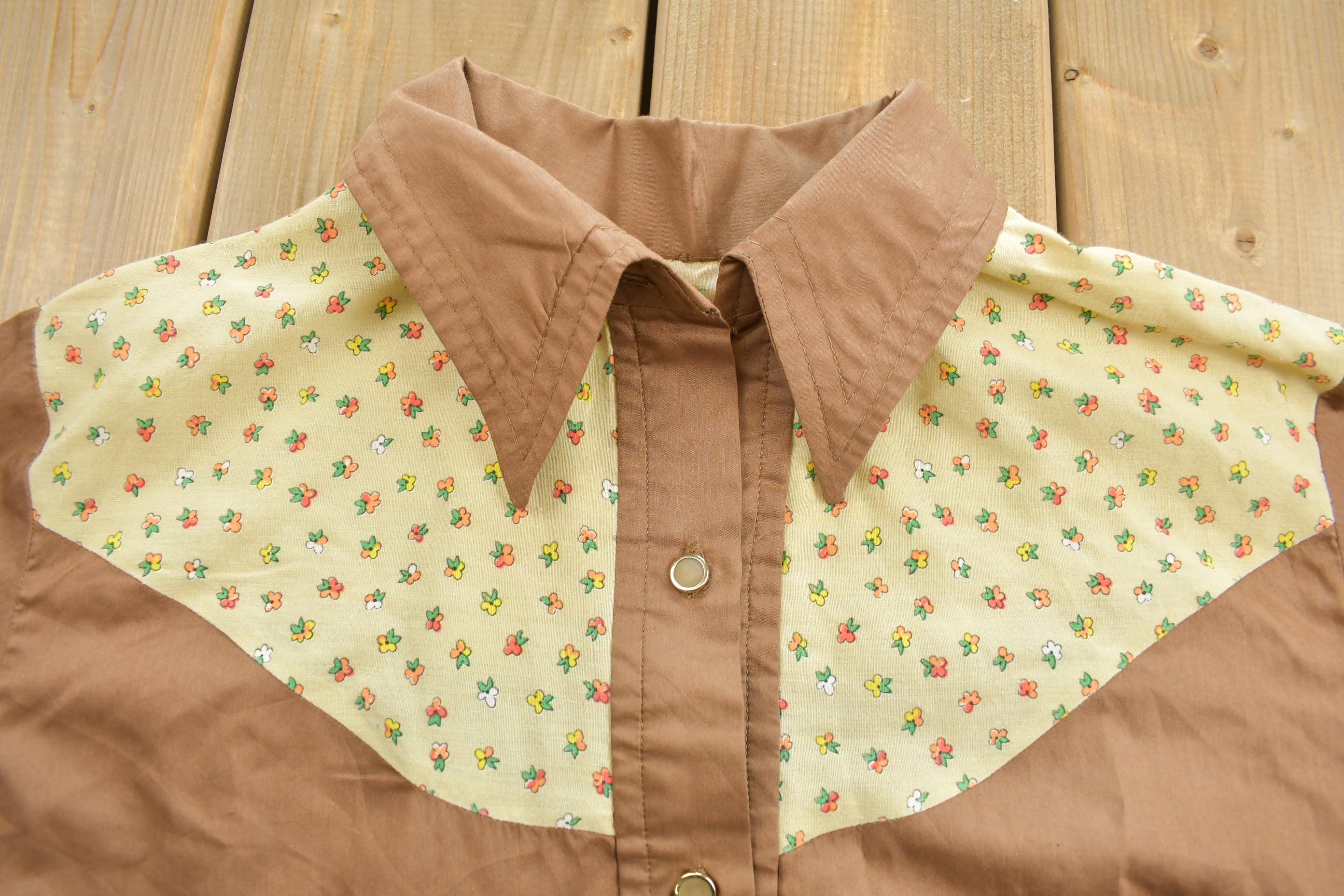 Vintage 1970s Blank Western Style Button Up Shirt