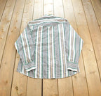 Vintage 1980s Wrangler Western Shirts Striped Pearl Blank Button Up Shirt Made In USA
