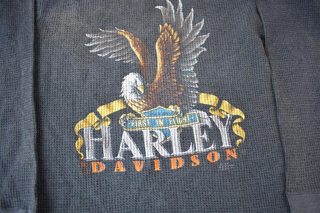 Vintage 1970s Barnett Harley Davidson El Paso Texas Long Sleeve Thermal Shirt