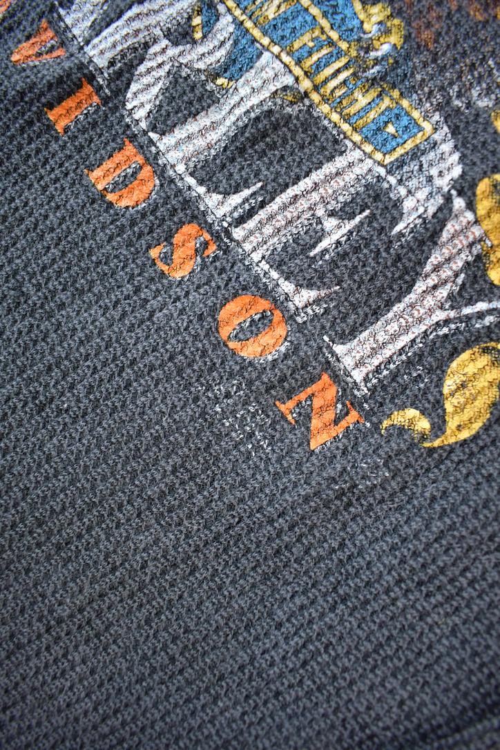 Vintage 1970s Barnett Harley Davidson El Paso Texas Long Sleeve Thermal Shirt