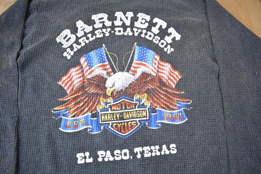 Vintage 1970s Barnett Harley Davidson El Paso Texas Long Sleeve Thermal Shirt