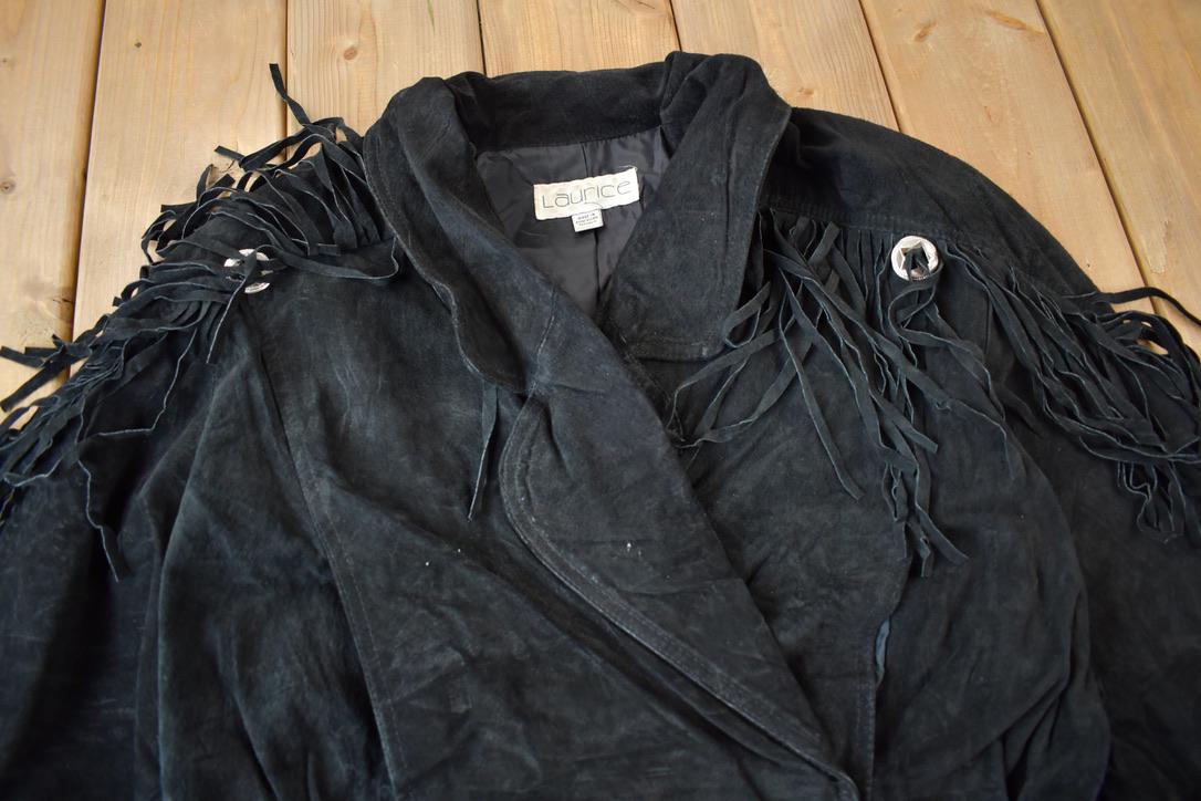 Vintage 1990s Laurice Black Fringe Jacket