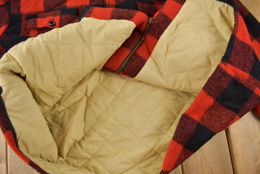 Vintage 1950s Melton Outer-Wear Buffalo Plaid Wool Hunting Jacket