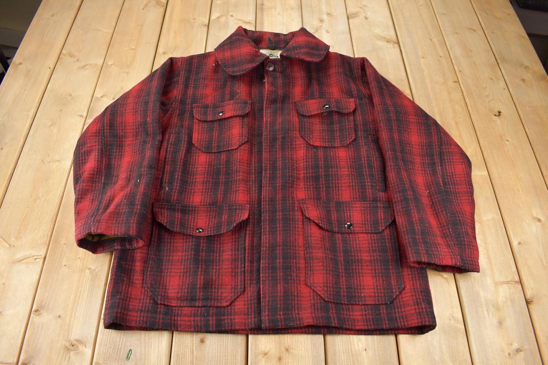 Vintage 1980s Woolrich Wool Buffalo Plaid Button Up Jacket