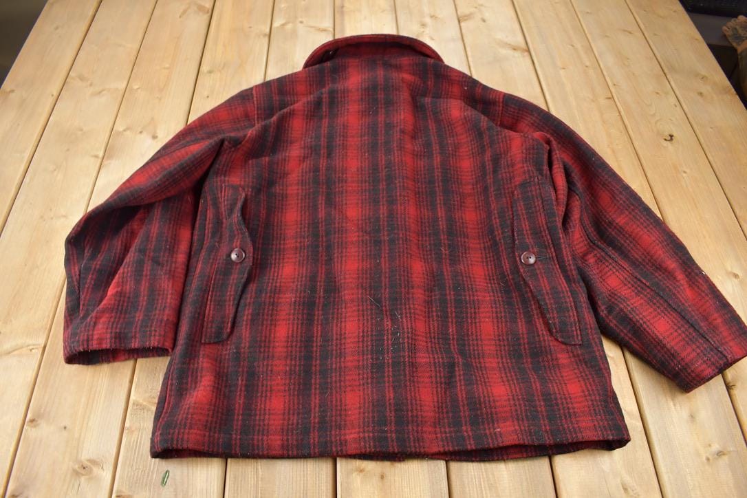 Vintage 1980s Woolrich Wool Buffalo Plaid Button Up Jacket