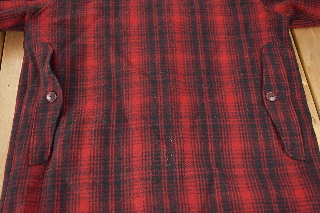 Vintage 1980s Woolrich Wool Buffalo Plaid Button Up Jacket