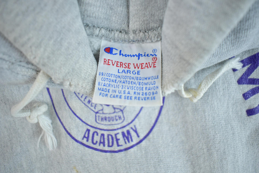 Vintage 1990s NYS Police Academy Champion Reverse Weave Heavy Weight Hooded Sweatshirt Made In USA