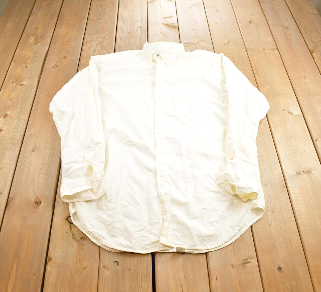 Vintage 1980s Woolrich Blank White Button Up Shirt Made In USA