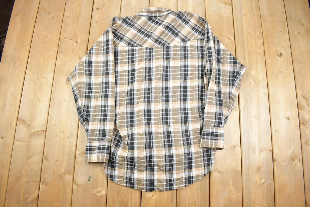 Vintage 1970s Elk Cattleman Western Plaid Button Up