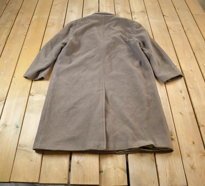 Vintage 1970s 100% Wool Button Up Over Coat Made In USA
