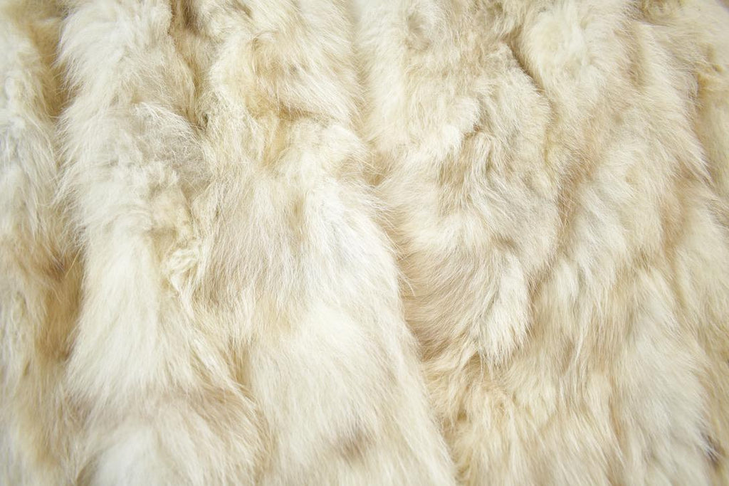 Vintage 1970s Beth Glaser Embroidered Full Length White Fox Fur Coat Made In USA