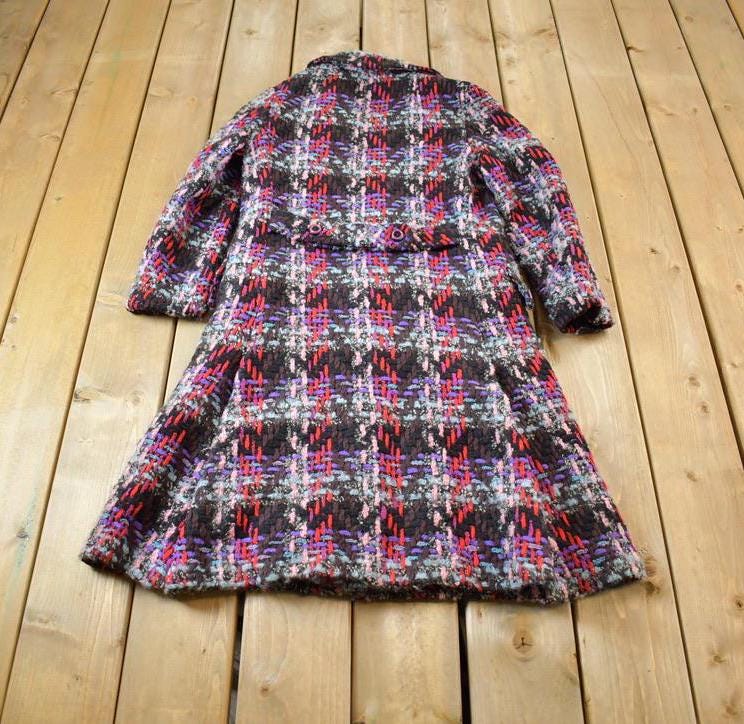 Vintage 1970s Knitted Abstract Pattern Button Up Jacket Made In Great Britain