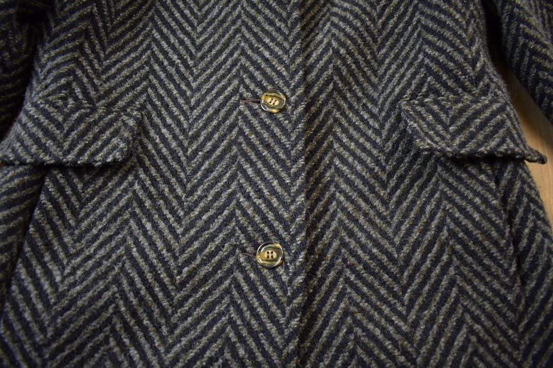 Vintage 1970s Arlette 100% Wool Button Up Over Coat Made In USA