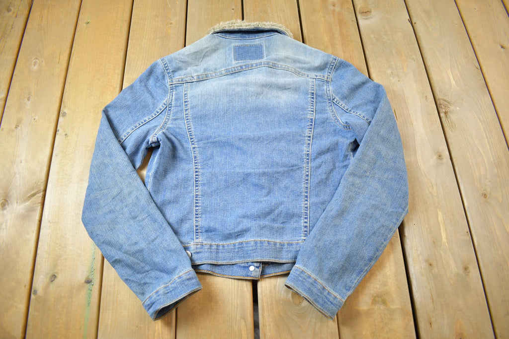Vintage 1990s Levis Denim Jacket Faux Fur Collar Made In USA
