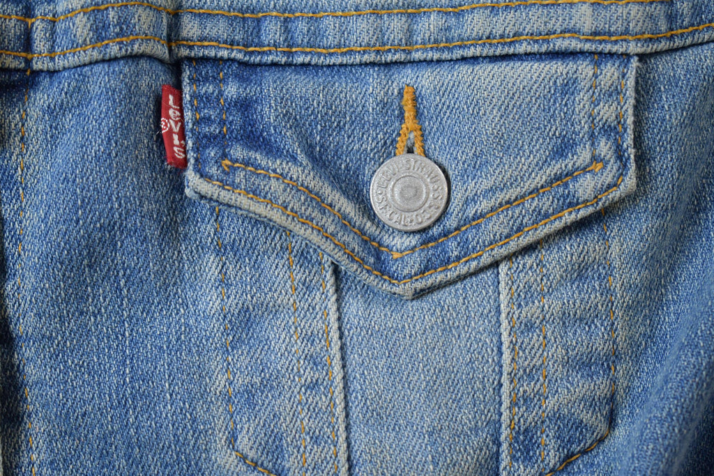 Vintage 1990s Levis Denim Jacket Faux Fur Collar Made In USA