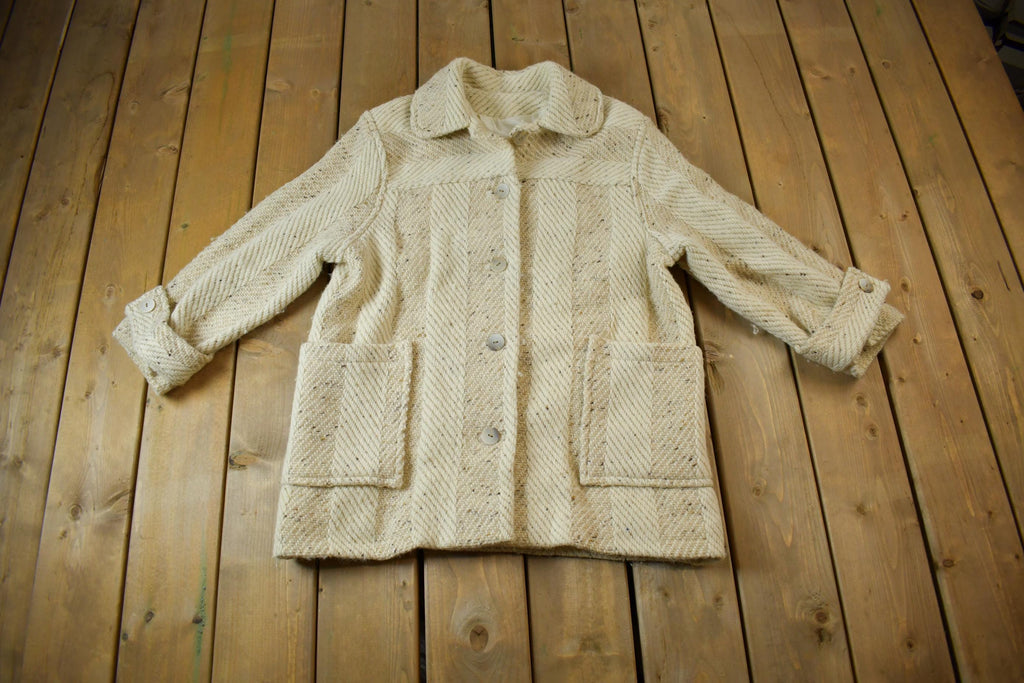 Vintage 1960s 100% Wool Striped Button Up Jacket
