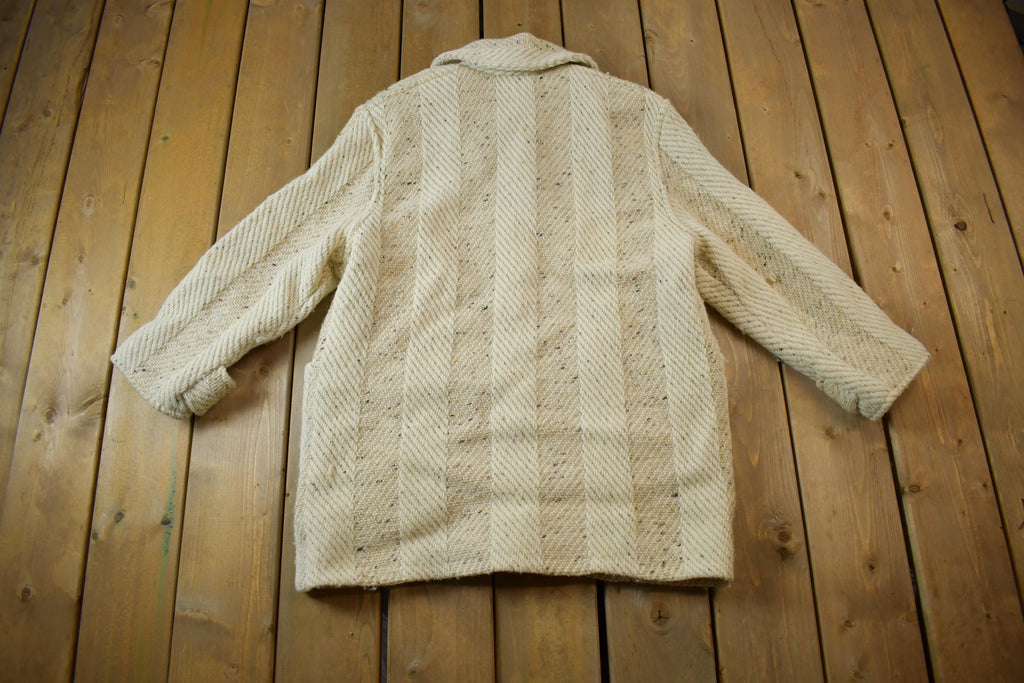 Vintage 1960s 100% Wool Striped Button Up Jacket