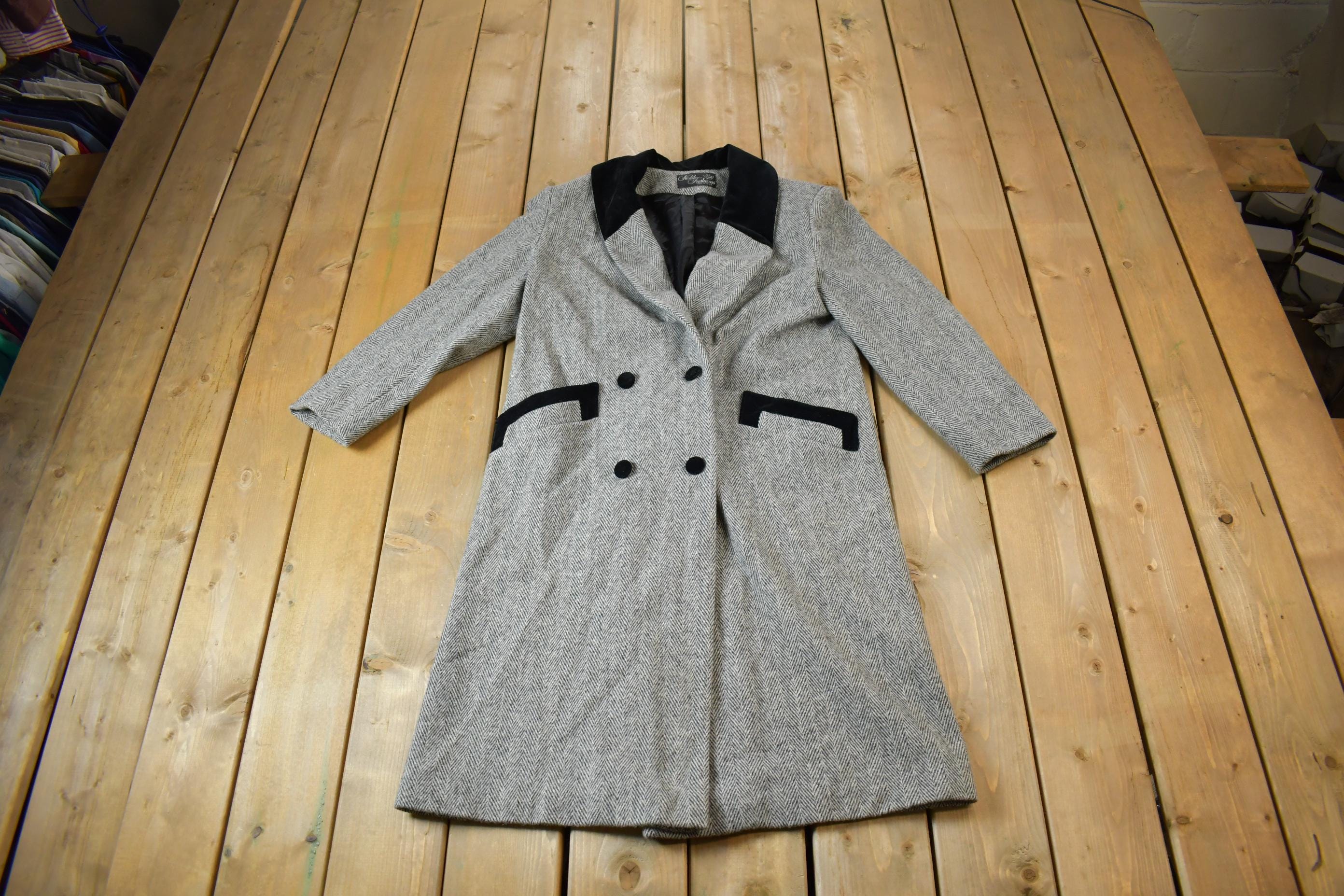 Vintage 1970s 100% Noble Fashions Wool Trench Coat Made In USA