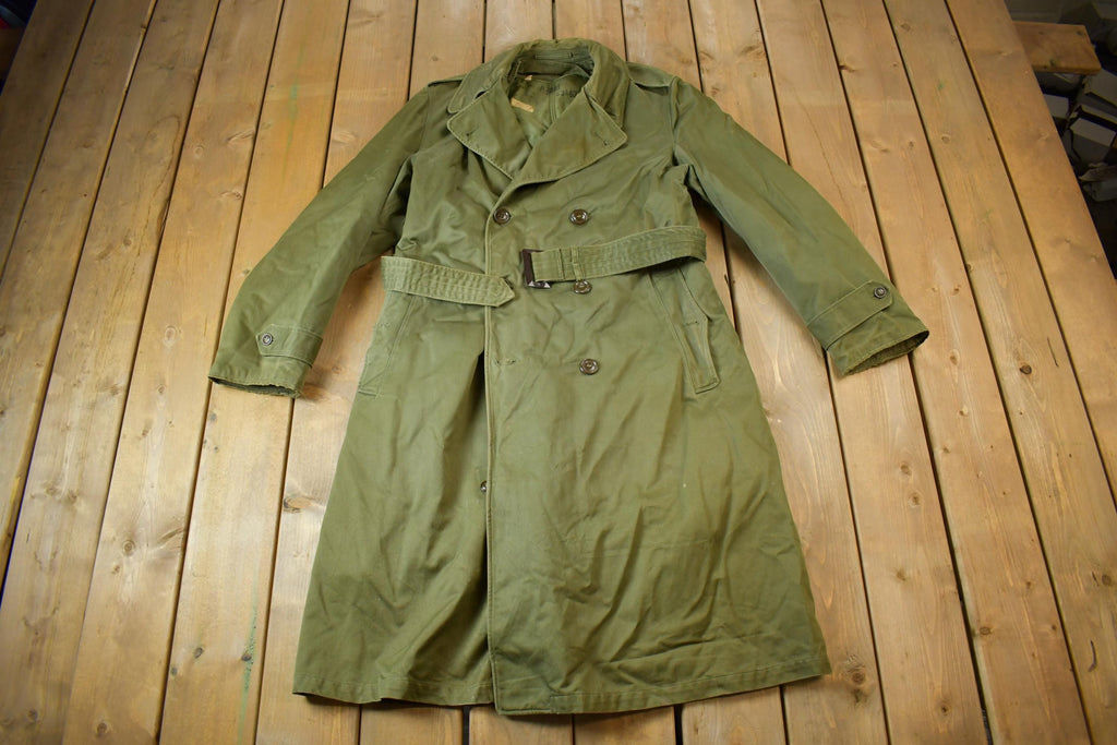 Vintage 1950S US Military OG 107 Trench Coat with Liner