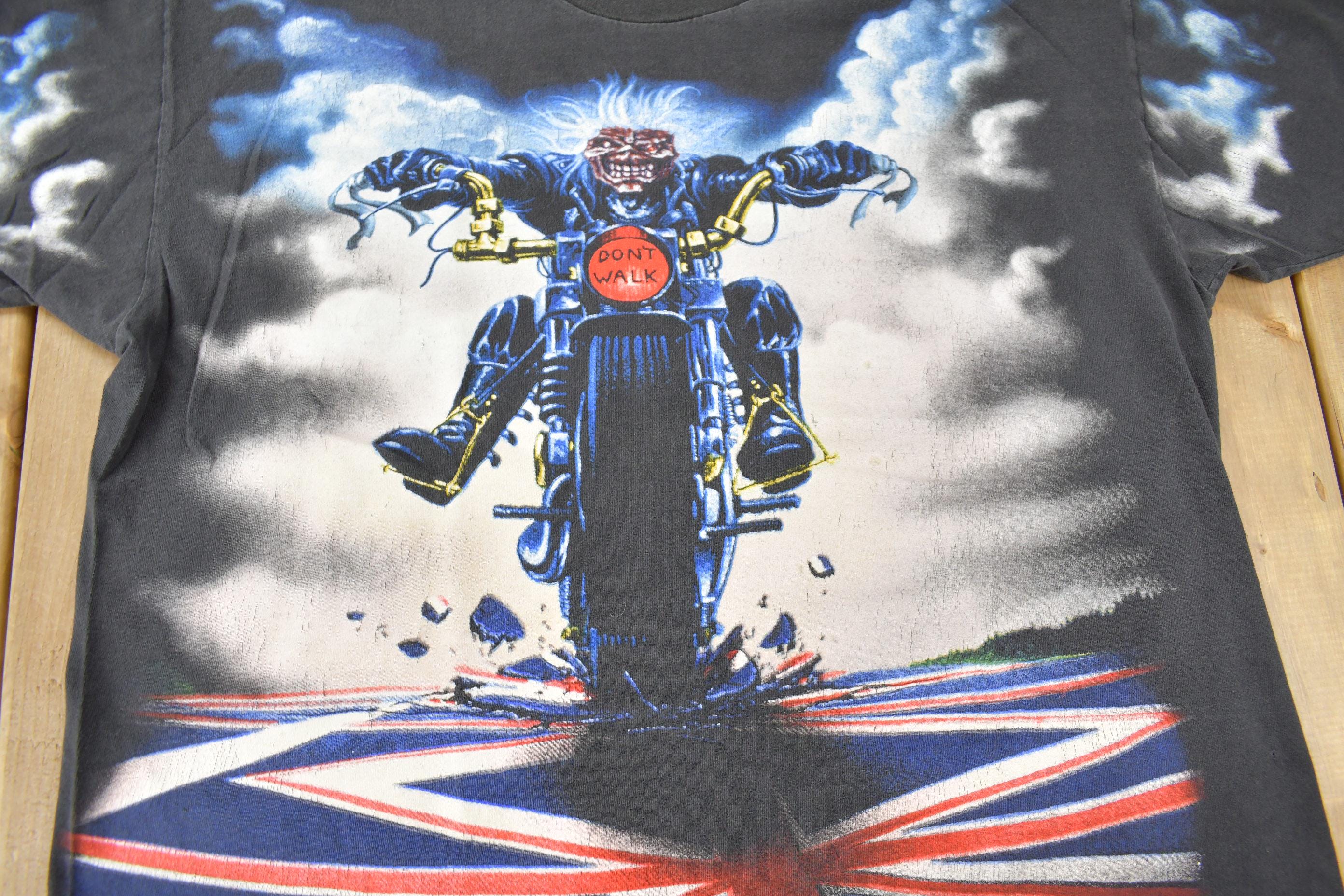 Vintage 1990s Iron Maiden All Over Print Band Tee