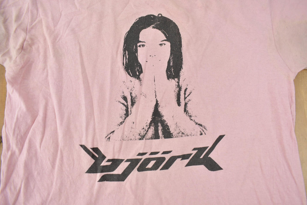Vintage 1990s BJORK Single Stitch Pink Graphic Band Tee Made in Ireland