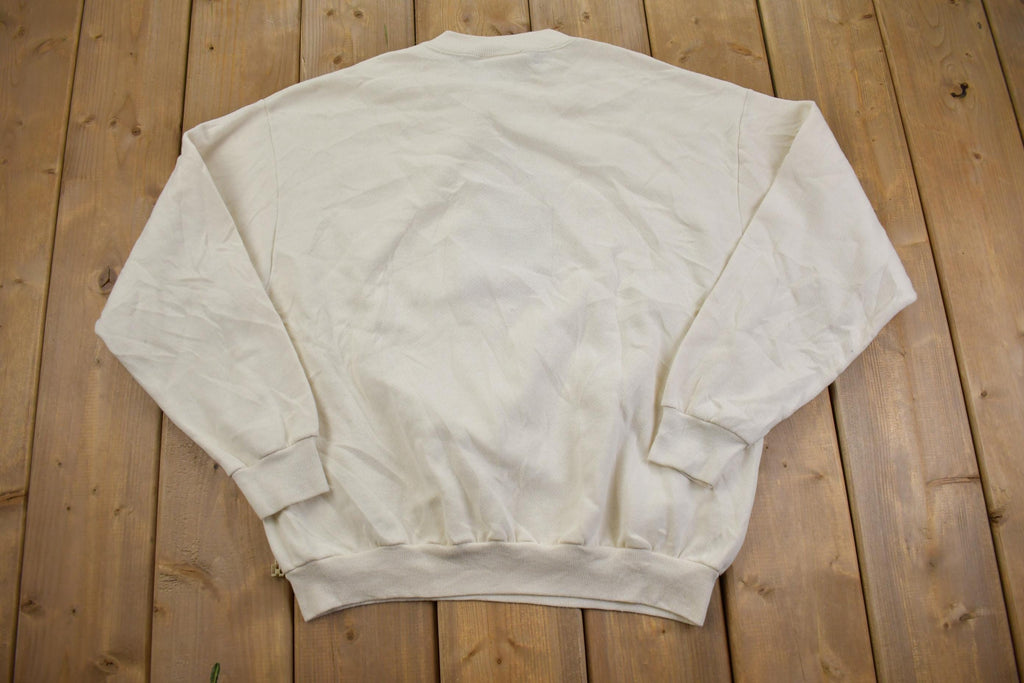 Vintage 1990s "Peace" Embroidered Holiday Style Crewneck Sweater Made In USA