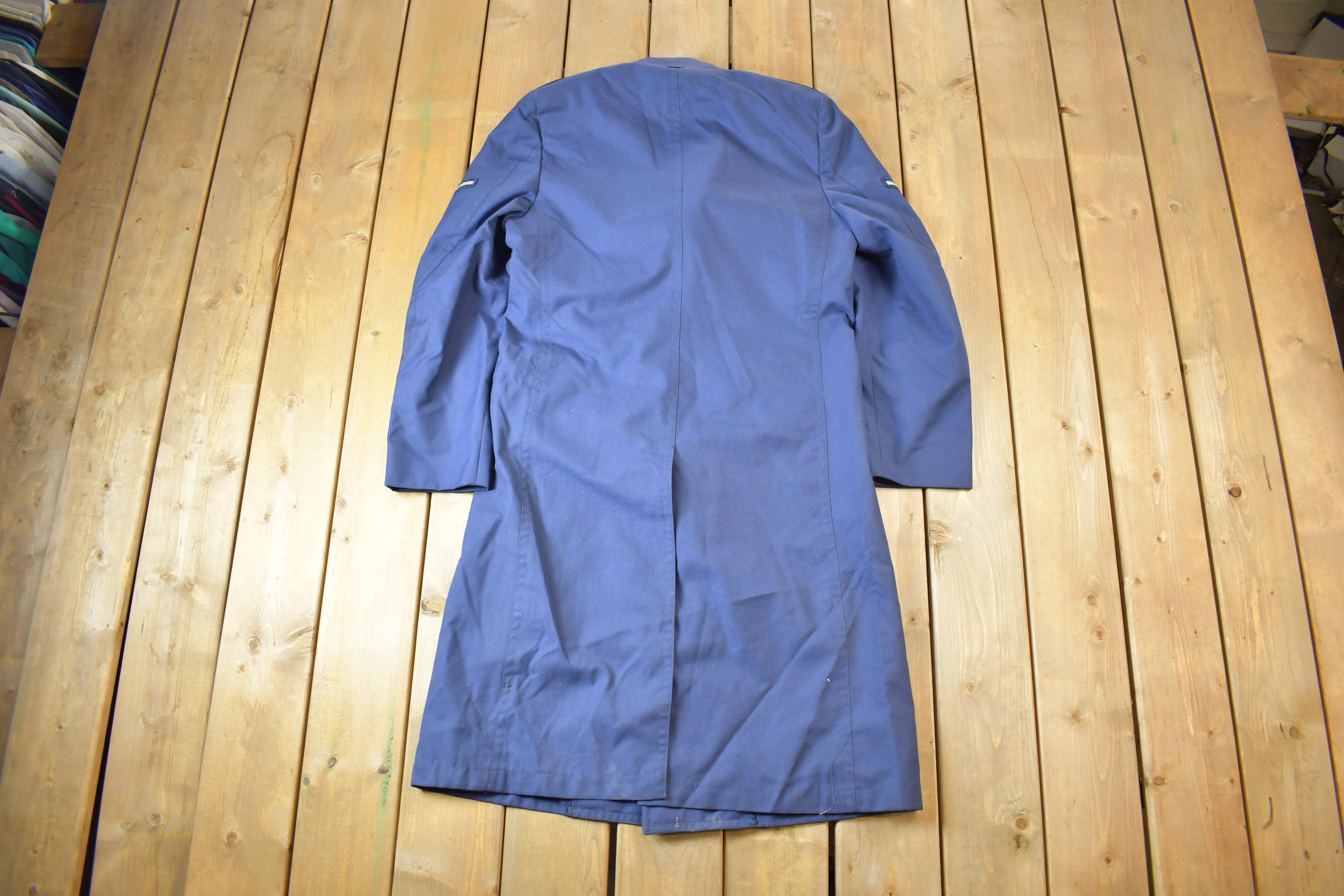 Vintage 1940s US Military Navy Sailor Officer Long Trench Coat