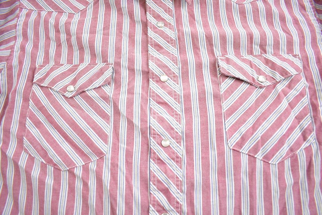 Vintage 1980s Wrangler Striped Abstract Pattern Pearl Button Up Shirt Made In USA