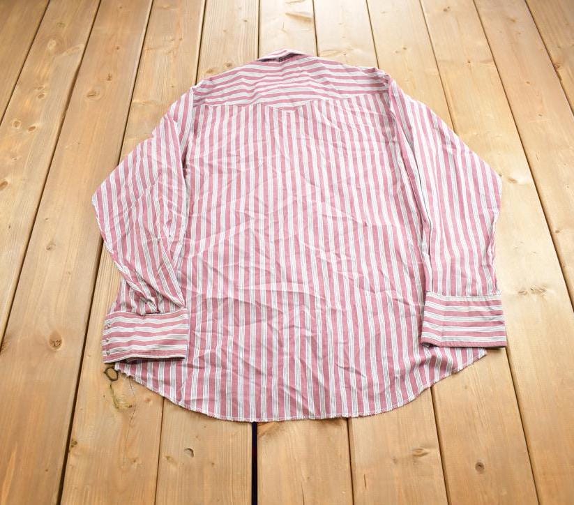 Vintage 1980s Wrangler Striped Abstract Pattern Pearl Button Up Shirt Made In USA