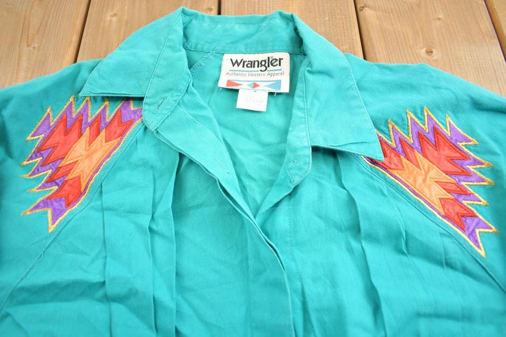 Vintage 1980s Wrangler Authentic Western Apparel Embroidered Button Up Shirt