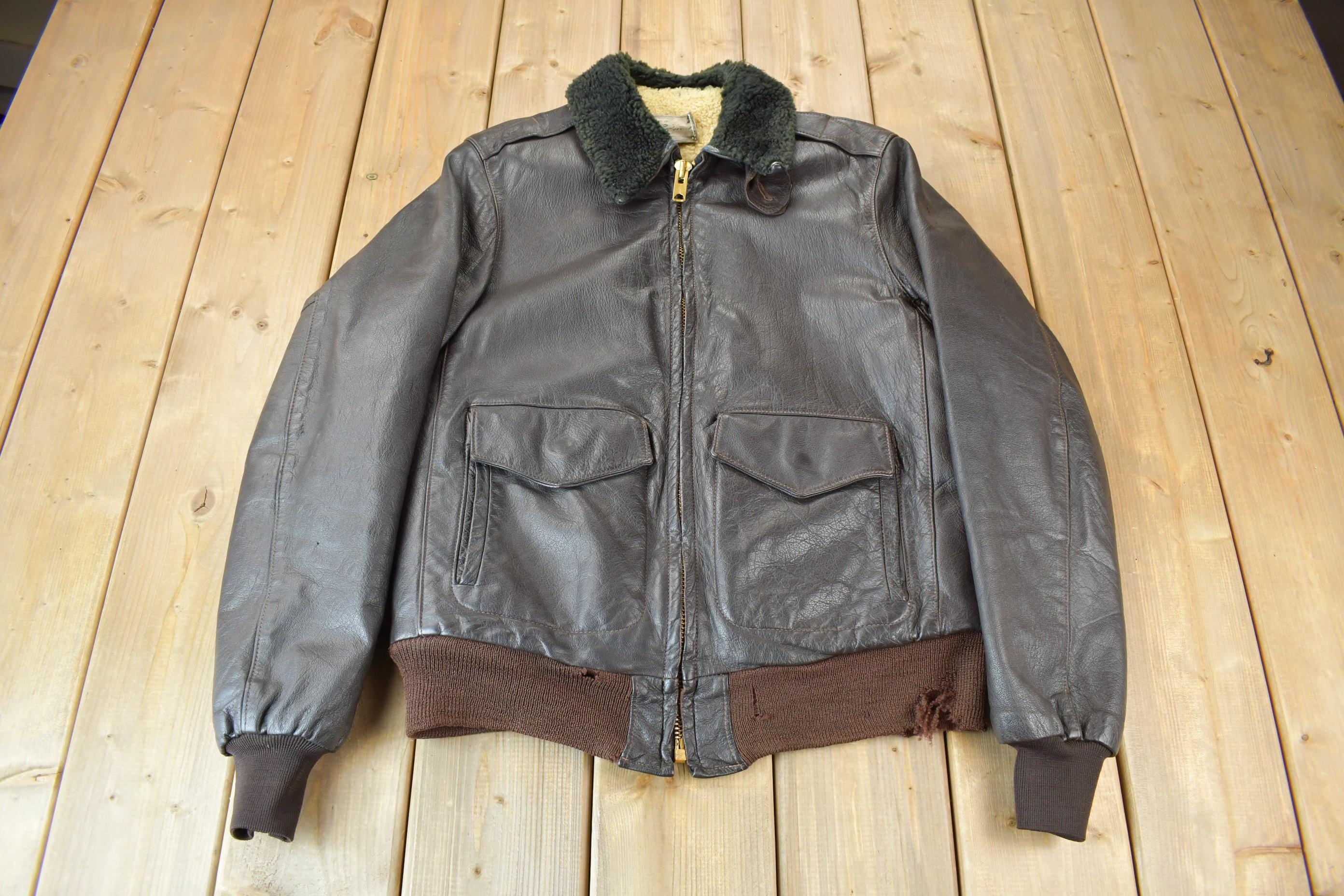 Vintage 1950s LL Bean Shearling Leather Flight Jacket